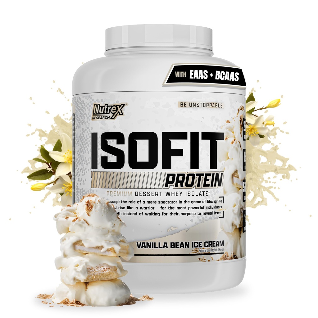 Nutrex Research IsoFit Whey 蛋白质粉末瞬间化 100% Whey 蛋白质隔膜(70 services, Vanilla Bean Ice Cream)