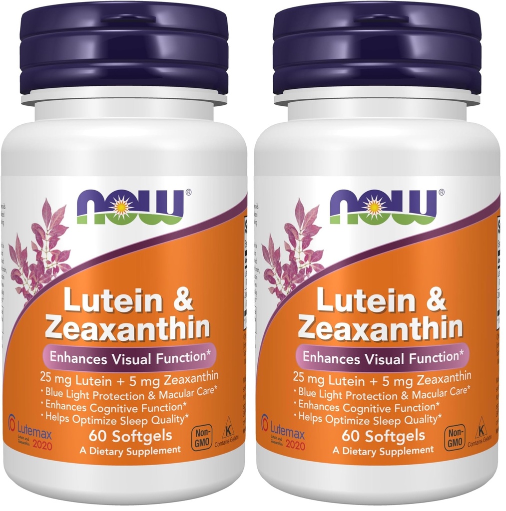 NOW 补充品,Lutein & Zeaxanthin配有25毫克Lutein和5毫克Zeaxanthin,60 软胶(2包)