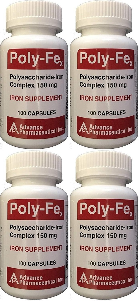聚沙洲铁复合体 150 mg Capsules Iron 补充100 capsules 每瓶4枚400 capsules