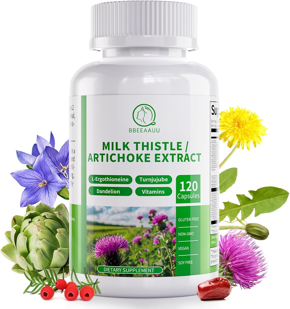 牛奶硝酸盐补充剂 Liver Cleanse Detox & Reference Formula, 16-in-1 草药 Liver 支持配有 Artichoke, L-Ergothioneine, Turnjujube Dandelion 缩写为 Liver & Antioxidant 120 Capsules