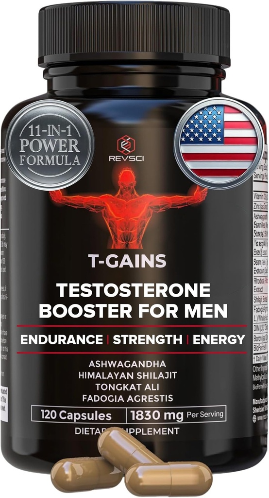 Anabolic Booster & Muscle Builder, T-GAINS Testosterone Supplement for Men, TRT Test Booster & Estrogen 屏蔽器, HGH Supplements for Muncle Growth, 120 Caps (Tongkat Ali Fadogia Agrestis) 男子的HGH Supplements 肌肉生长(Tongkat Ali Fadogonia Agrestis), 120 Caps