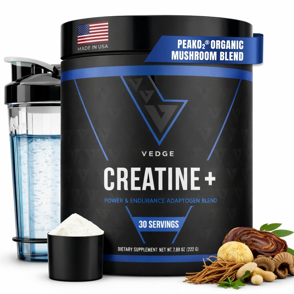 VEDGE 营养 Creatine + | Vegan 植物基 Creatine 单水合物 Powder → 能量,性能和功能 → 运动员的二原性辅助剂 + 不受欢迎,30种服务