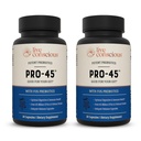 活意识PRO45:亲生配方,45亿CFU,11个综合菌株. 乳品免费 延迟释放维吉帽 促进免疫和消化健康。