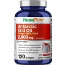 NusaPure 南极磷虾油 2000 mg 120 软胶,Omega-3 EPA 360mg,DHA 240mg,Soyfree Astaxanthin Supplement 来源于Krill 800ppm