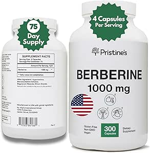 PRISTINE的柏柏林补充剂 Capsules - 1000 MG 75天供应 - 心脏,和豁免健康支持 抗氧化剂 - 消化剂与健康脂肪支持