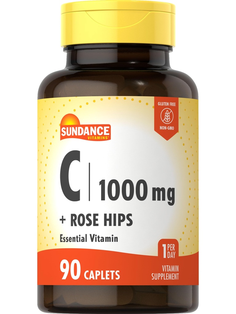 Sundance Vitamin C 1000 mg 配有 Rose HIPS → 90 蔬菜卡普列斯 基本维生素 → 蔬菜、非GMO 和 Gluten 免费补充品