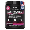 泽尔天然电解石 粉末回收饮料(90 services QQ Raspberry Guava) w 0 糖 + BCAAs + B-维生素 电解液 补充 w 钾 锌和镁 水解 - Keto 电解液