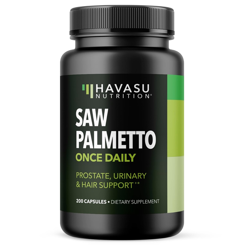 Saw Palmetto for Men 前列腺健康补充剂,促进尿道切除功能 - 500 mg per service - 200 count - DHT Blocker hair Vitamin - Vegan, Non-GMO Capsules, 超过6个月的供应量