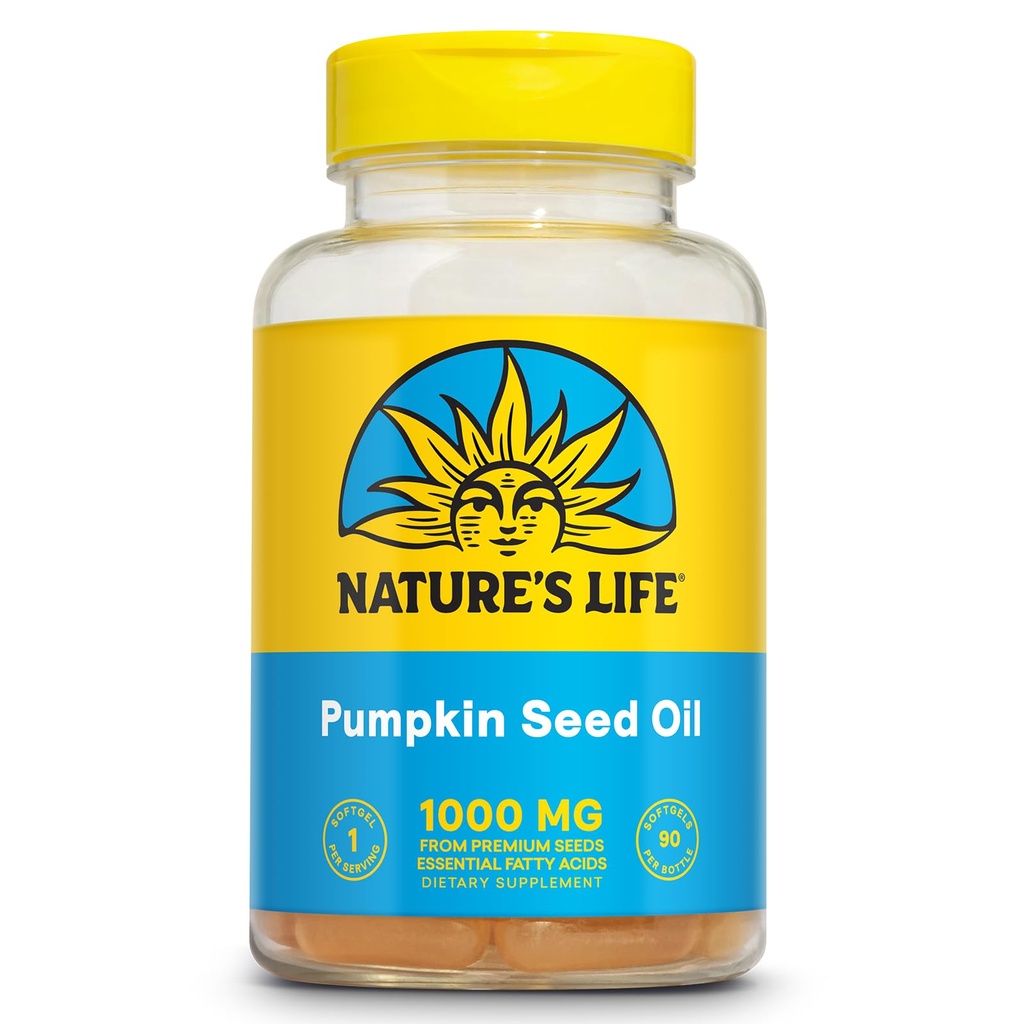 自然生命南瓜种子油补充剂 - Omega 3 6 基本脂肪酸和抗氧化剂 - 有机南瓜种子的冷压 - Vegan, 60日保证, 90服, 90软胶