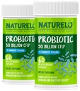 NATURELO 消化保健的抗生素 -- -- 5亿CFU,11 Strains,每日使用补编 -- -- 靴子免疫系统,延迟释放,No-Fridge,60个蔬菜卡普尔(包2)