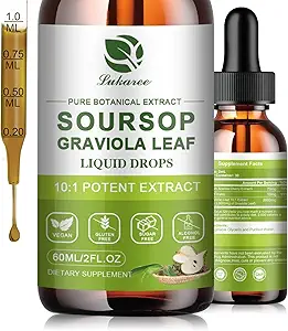 Nature Soursop Bitters Liquid, 1个月供应Graviola Oil用于细胞支持和再生,抗氧化剂,Imune Boost,消化剂,无糖,无糖,无糖,Sour SOP 多维他明 Drops 2 FL OZ