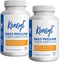 Konsyl Daily Psyllium Fiber Capsules - 包含1500mg的全自然 Psyllium Husk粉剂 – 支持消化性健康和体重管理目标+(每包2个计数)