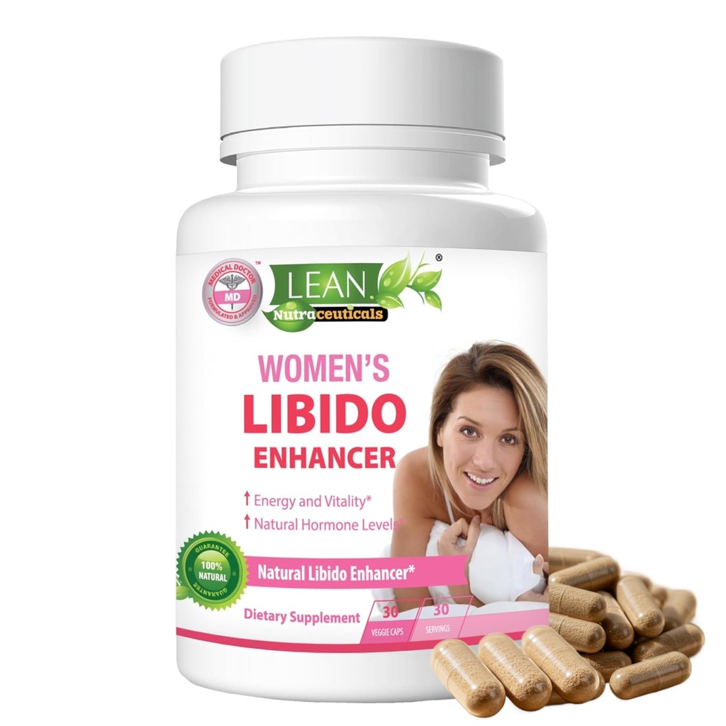 Lean Nutra Libido 妇女助推器,有马卡根、霍尼山羊草、Tongkat Ali、Fenugreek – Natural Menopause & PMS Support,Hormone平衡与能源补充30 Vegan Capsules