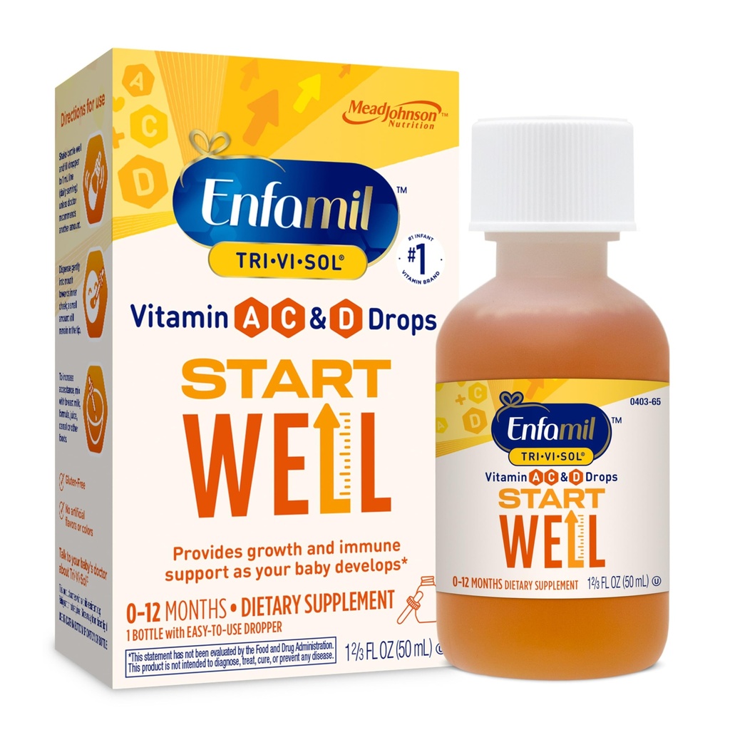 Enfamil Tri-Vi-Sol 婴儿多维特敏滴,支持婴儿成长和免疫健康,50毫升瓶