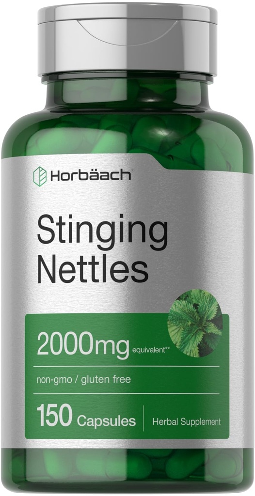 Horbäach Stingle Nettle Capsules 2000mg 150 伯爵 Herbal Leaf 摘录 补编 | Non-GMO, Gluten Free