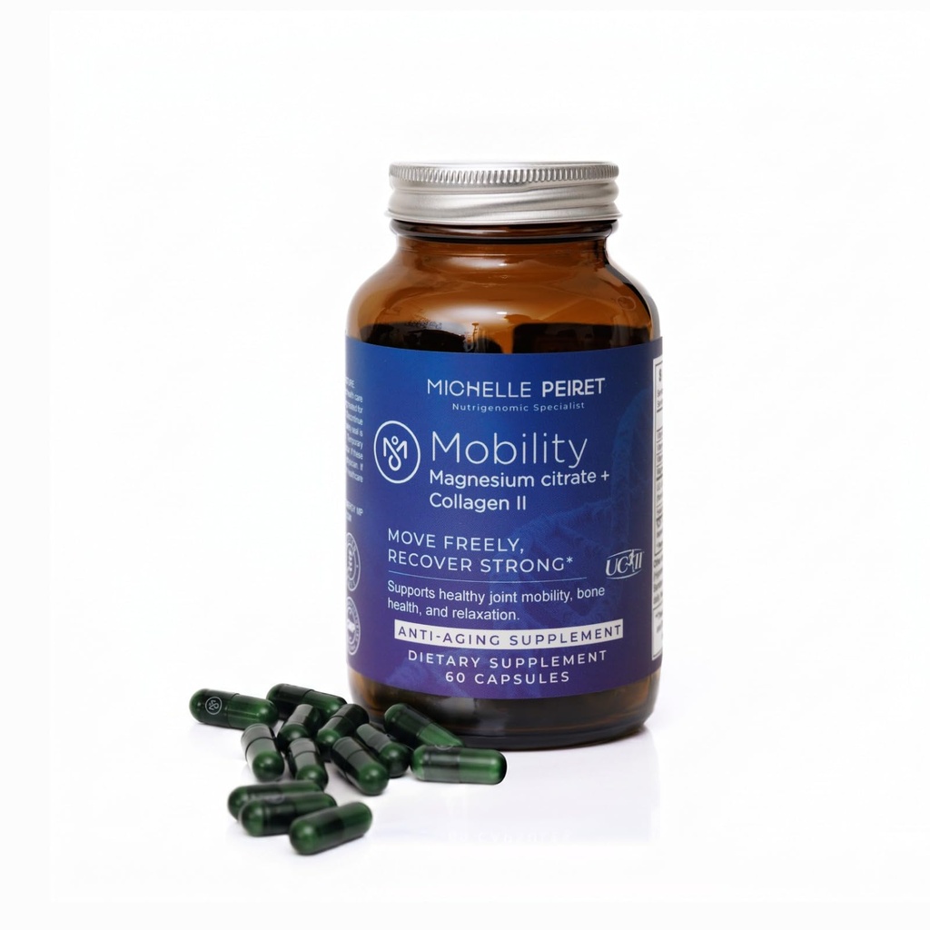 流动性 - 镁+Collagen 辅料 Hyaluronic Acid & Vitamin C → 支持骨骼, 关节和肌肉 → Gluten-Free & Non-GMO → 60 Capsules for Men & Women