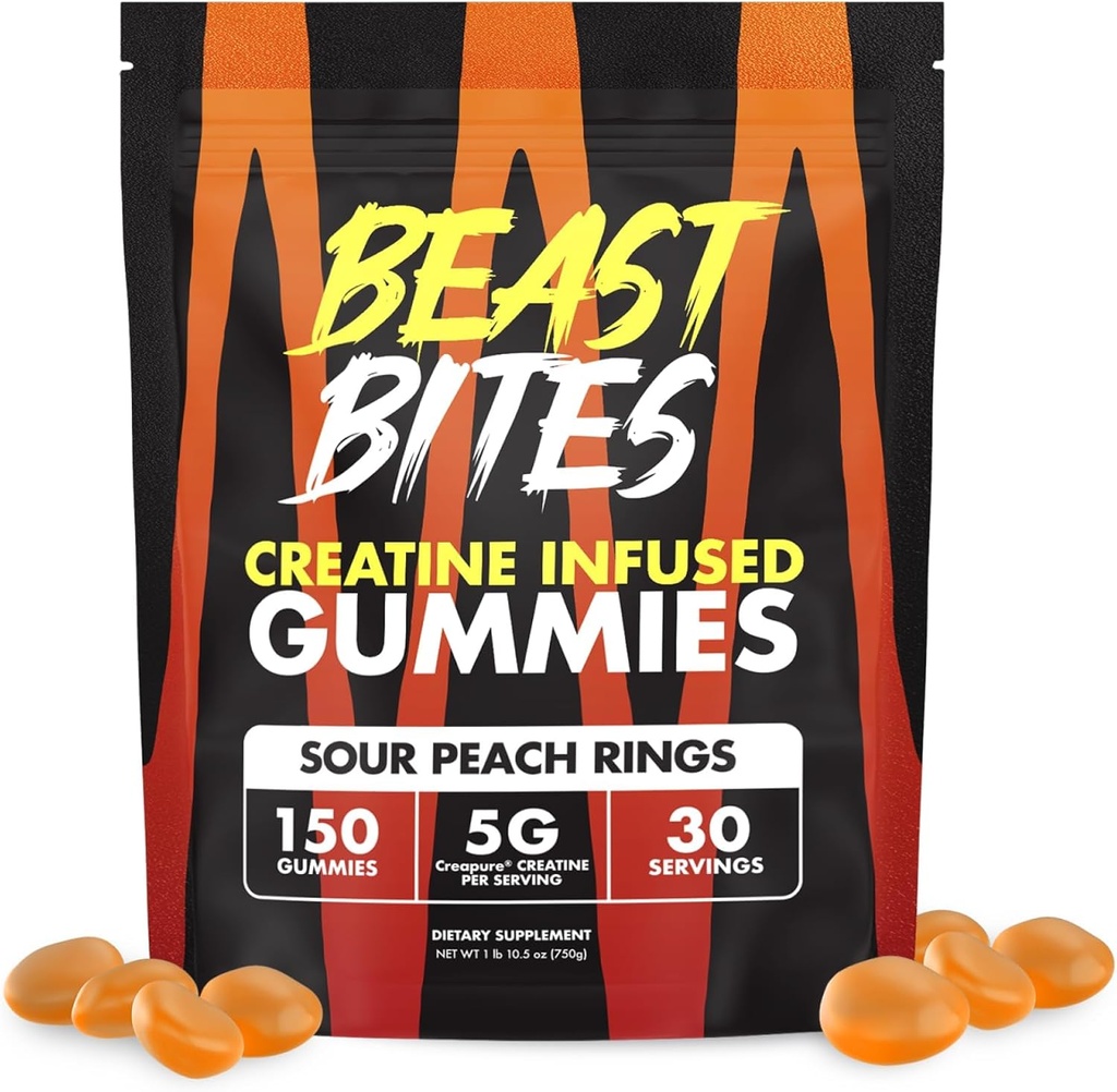 BEAST BITES - 克里塔丁浸泡液 - 5g Creapure Creatine Monohydrate Pervice - NSF体育认证 - 30名服务员