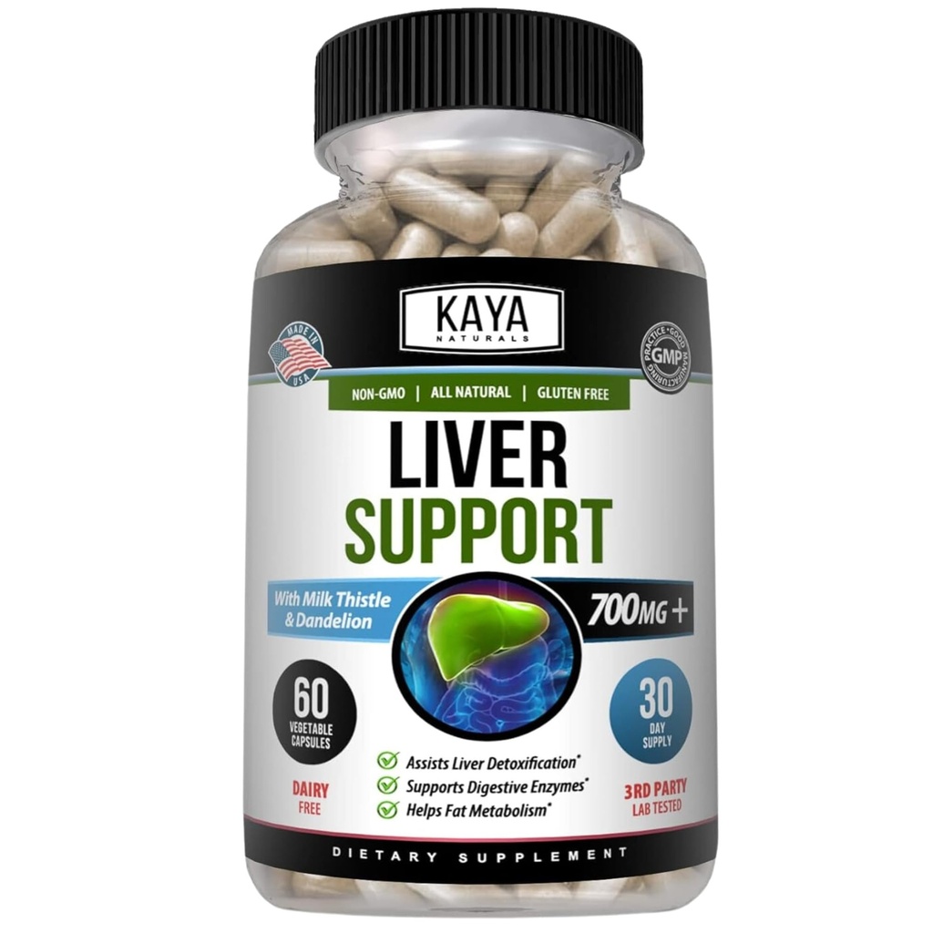 Kaya Naturals Liver Cleanse Detox & Reference - 牛奶硝酸盐补充剂 - Liver Detox for Men and Men - Artichoke 提取剂和丹德利翁根卡普勒斯 - 60 Counters