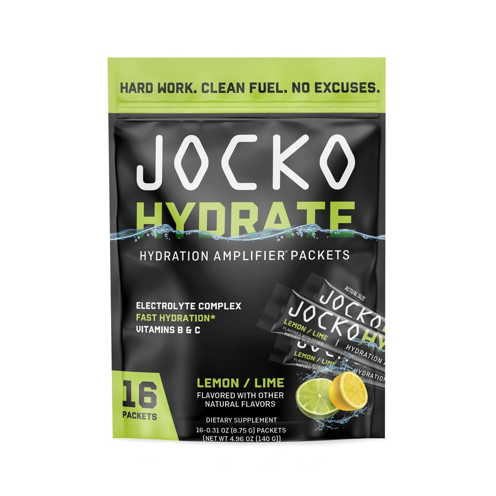 Jocko Fuel Packets 低糖 -- -- 用于回收、脱水和锻炼的水分放大容器 -- -- 与维生素B6、B12和C(16个包装)柠檬液