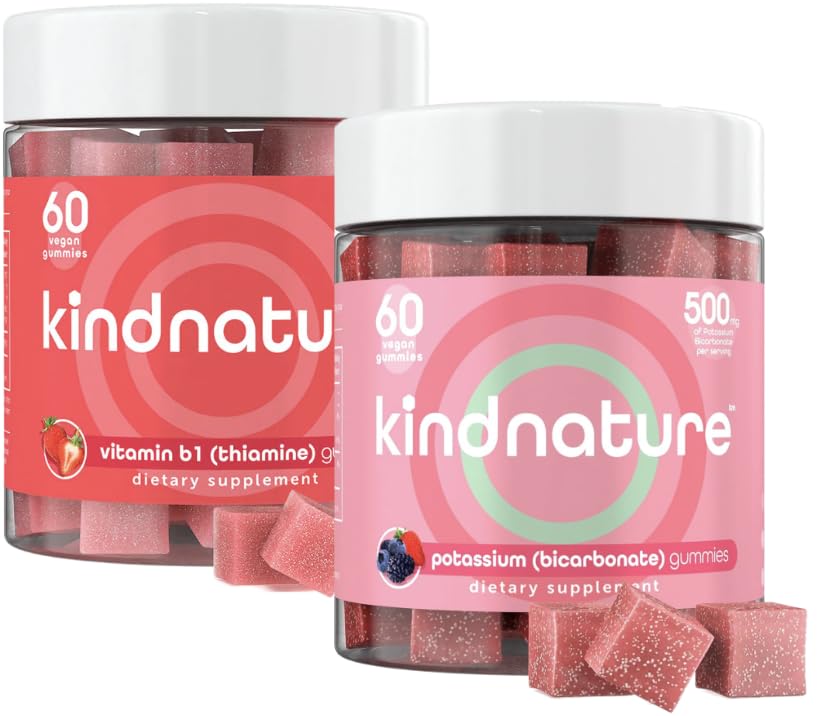 KINDNATURE 基本杜奥:钾和维生素B1 Gummys - 强化的NERVE & Muscle 支持,每日健康美味菜肴