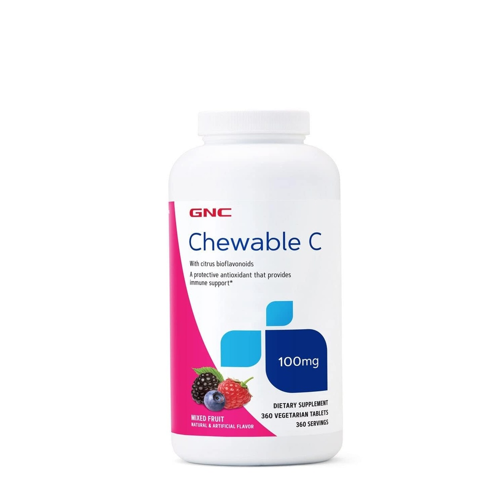 GNC 维生素C 100mg, 提供免疫支持, 混合水果, 360服务