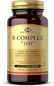 Solgar B-Complex "100", 150 蔬菜卡普勒斯 - 神经系统支持 - 支持能量代谢 - 非GMO, Vegan, Gluten Free, 奶制品自由, Kosher - 150 服务