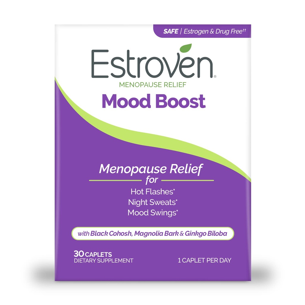 Estroven Mood Boost for Menopause Relief, 帮助减少热闪光和夜间汗水, 帮助管理 Mood Swings, 30 Counter