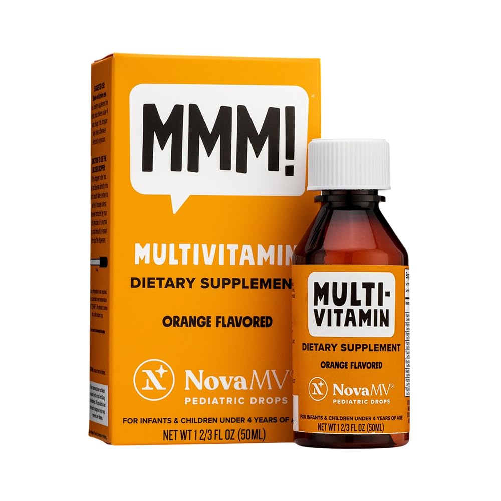 NovaFerrum MMM 儿童、婴儿和托德勒斯的多维他命 C, D3, E , Gluten 自由认证 QQ糖 无人工颜色 QQ 年龄 4 岁和 下 橙色火焰 QX 2 Fl Oz(50 mL)