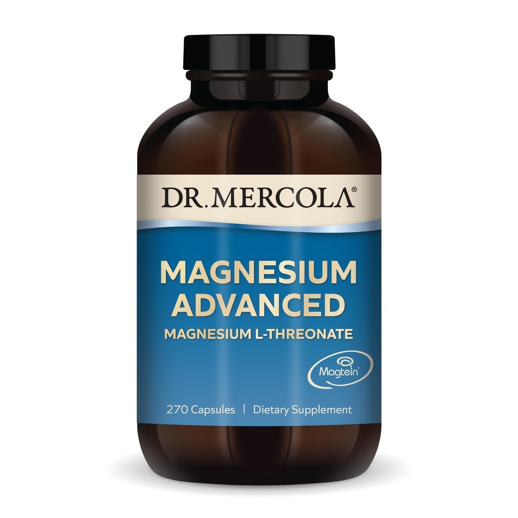 Mercola Magnesium博士高级 -- -- 支持骨骼、联合和大脑健康 -- -- 有助于更安稳的睡眠 -- -- 非GMO、无糖和无豆 -- -- 270卡普尔(90名服务员)