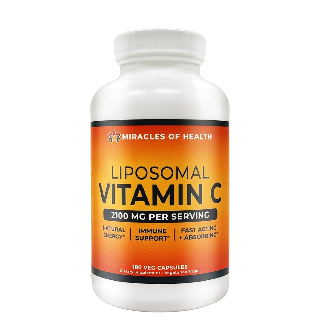 Liposomal Vitamin C 2100mg | 180 Veggie Capsules, 60 Day Supply | Fast Absorbing Bioavailability | Powerful Antioxidant & Immune Support Supplement