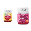 OLLY Extra Strength Daily Energy Gummy, Caffeine Free, 1000mcg Vitamin B12, CoQ10, Goji Berry & Undeniable Beauty Gummy, for Hair, Skin, Nails, Biotin, Vitamin C, Keratin, Chewable Supplement