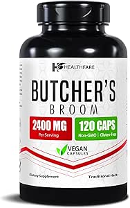 (原始内容存档于2018-10-02) (英语). Healthfare Butchers Broom Supplement QQ Capsules 摘录 24mg 120 蔬菜药丸 草根椒 Supplemium Herbal root Supplement QQ 流通与蔬菜支持 QX Non-GMO,Gluten-free QQQ 在美国制造).