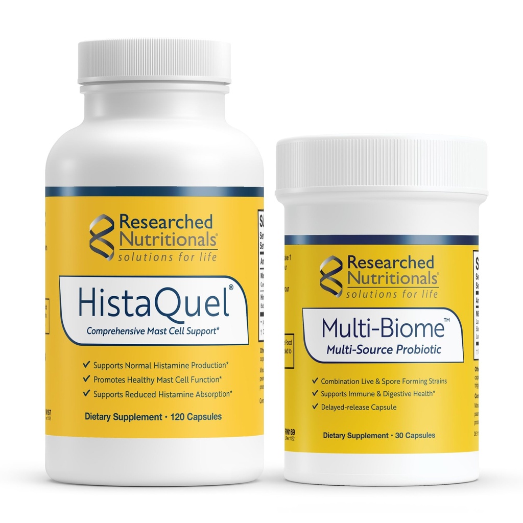 研究营养学Mast细胞支持Duo - HistaQuel支持正常组织胺生产(120 Capsules)和多生物体多草原抗生素,用于Imune和Histamine支持(30 Capsules)