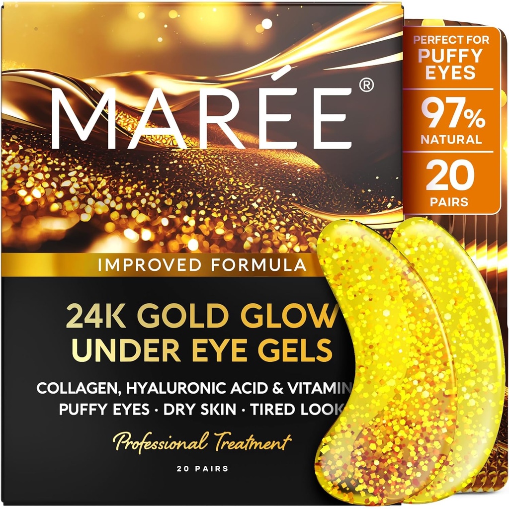 MAREE 24k 眼下金饰 暗圆和羽毛 - Collagen & Hyaluronic Acid Skincare Gel Pades - 金饰 暗眼和暗圆 - 眼下金饰 - 旅行要点