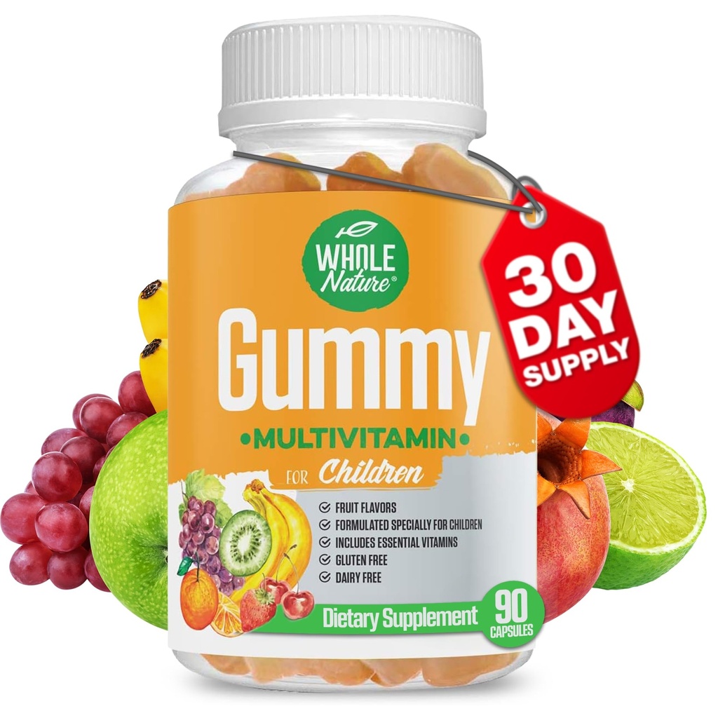 Kids Gummy Multivitamin - 儿童基本日用品和矿产品促进整体健康,90古米。 水果火焰、无人工糖、奶制品和无糖