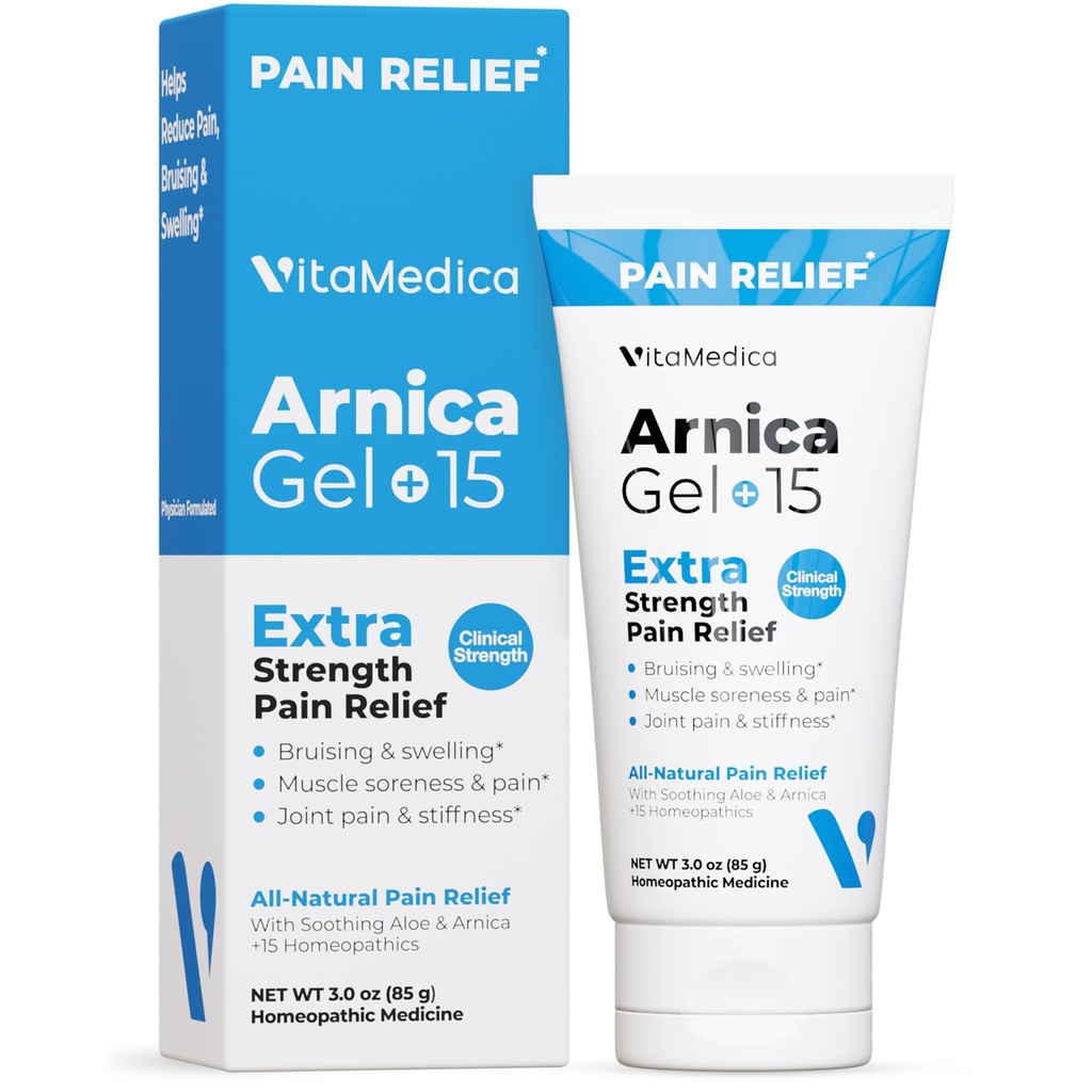 VitaMedica Arnica Gel Plus 15 治疗植物化合物、增殖增殖剂,用于打磨、积聚、联合疼痛、肌肉疼痛和硬化、全自然、植物性止痛