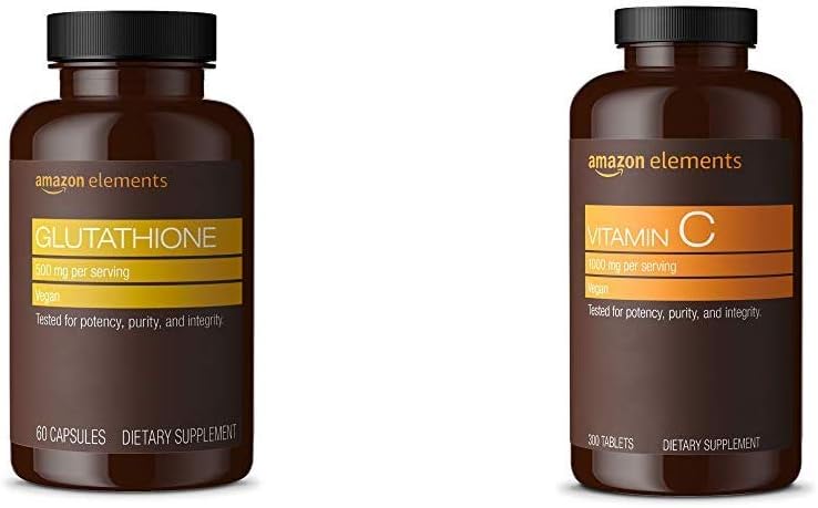 Glutathione、500mg、60Capsules、2个月供应和维生素C 1000mg、Vegan、300平板、10个月供应