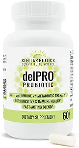 Stellar Biotics - Delpro Probiotic(+ Del-Immune V & Prebiotic Blend)促进最佳古特健康,文摘,免疫支持 & Mood(60 Capsules)