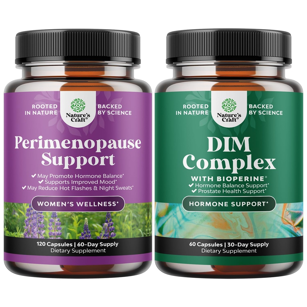 Maca Root Vitex Berry & Black Cohosh 和纯DIM 配有生物丙烯的完整Perimenopause 妇女补充剂包 - 配有布罗科利软糖的Diindolylmace Testosterone 复合剂