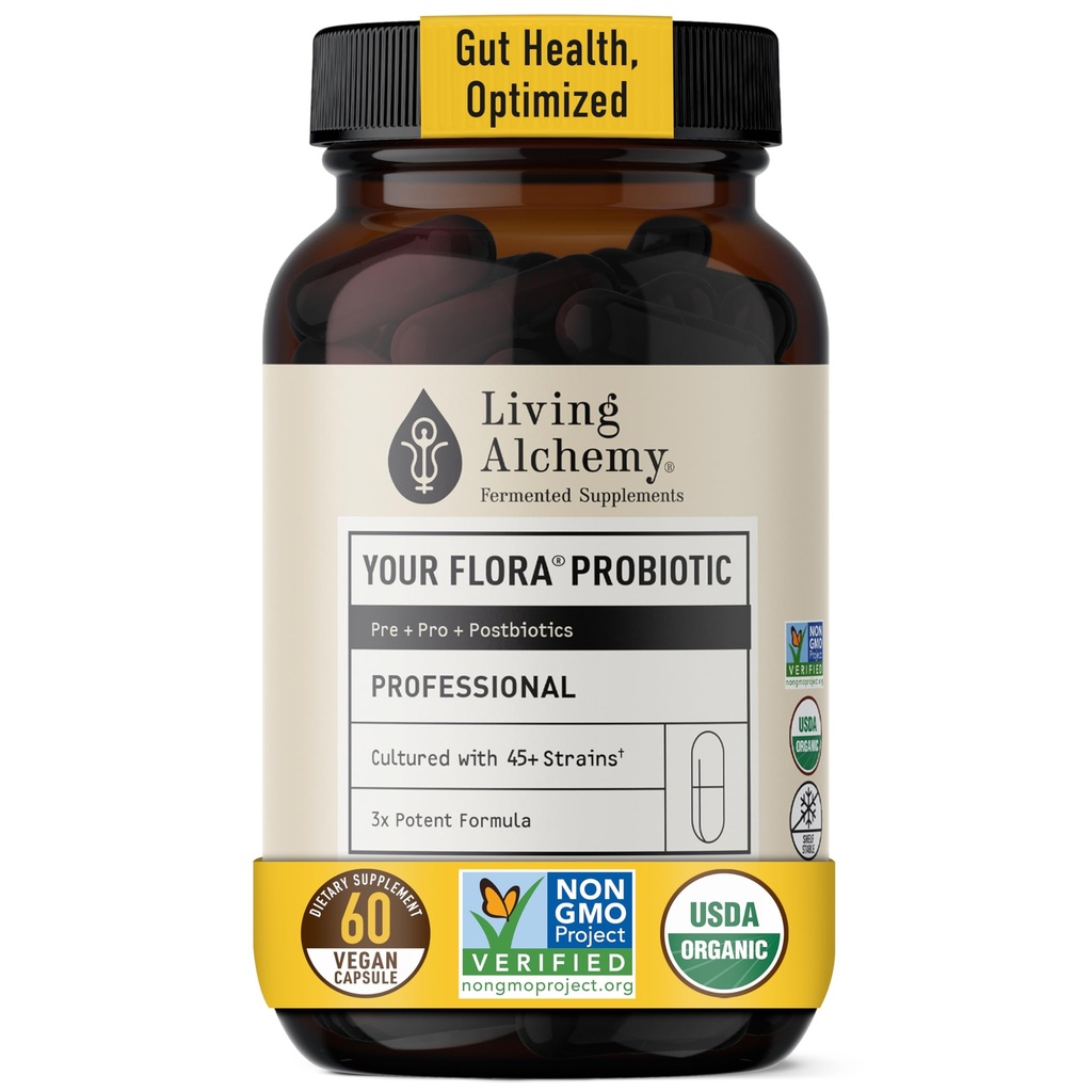 男女活化金刚体健康补充剂 -- -- 你的Flora Probiotic 专业文摘补充剂,配有发酵的豆类,预生,消化酶 -- -- Vegan, Non-GMO, 60 Pcs
