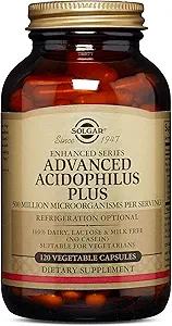 Solgar Advanced Acidophilus Plus, 120个蔬菜瓶 -- -- 支持健康的肠道植物 -- -- 5亿个微生物