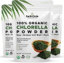 有机氯草原超级食品(Chlorella Powder Superfoods) 裂细胞壁氯素,维干,超绿色藻类,清洁氯草原,高蛋白,纤维和氨基酸-4oz(3包)