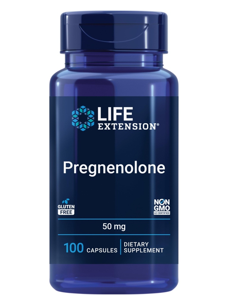 生命延展 Pregnenolone,神经激素,促进记忆健康和脑塑性,无胶体,非GMO,100卡普尔