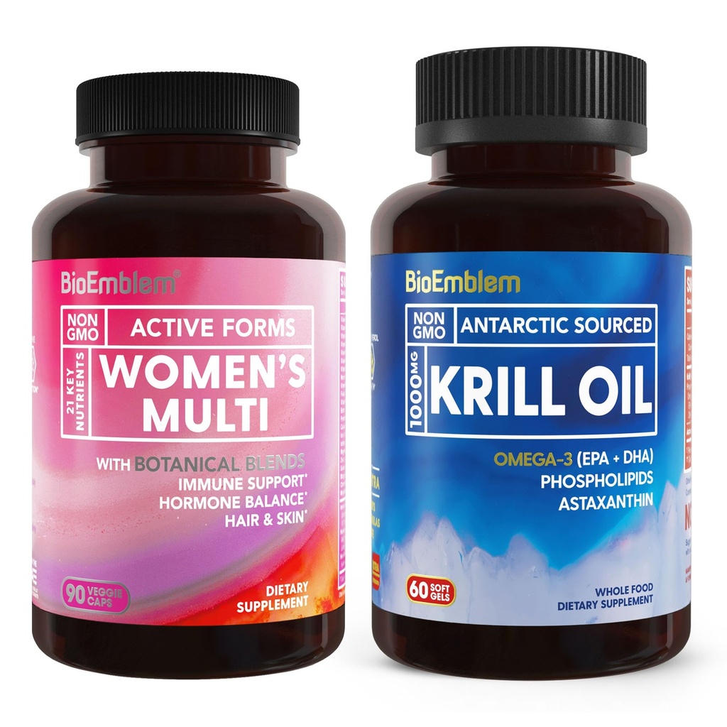 BioEmblem Antarctic Krill Oil Supplement and Women's Multivitamin