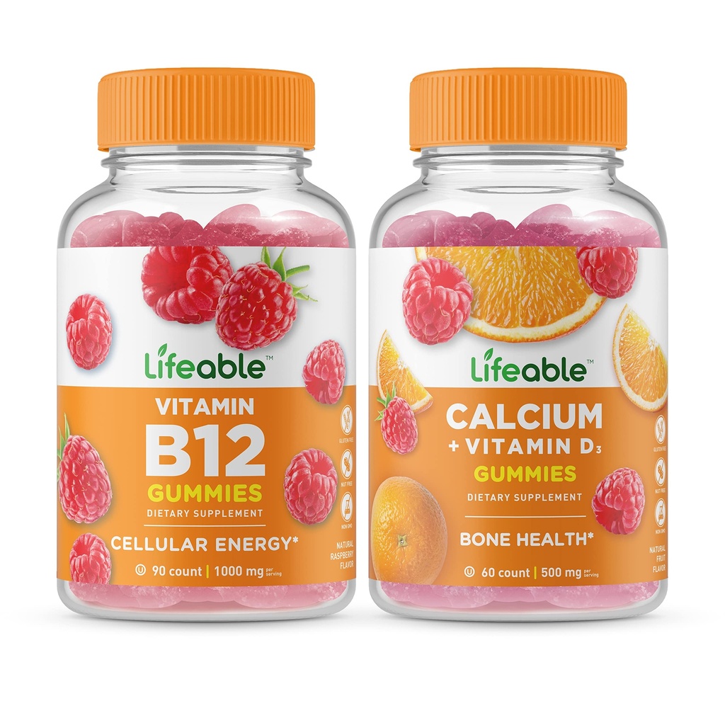 活生生的维生素B12 + 含维生素D,Gummys Bundle - 大品尝,维生素补充,Gluten Free, GMO Free, Chewable