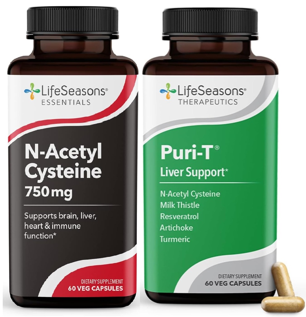 LifeSeasons Puri-T 配有 N-乙酰Cysteine boost - 支持活体和肺排毒 - 120 Capsules