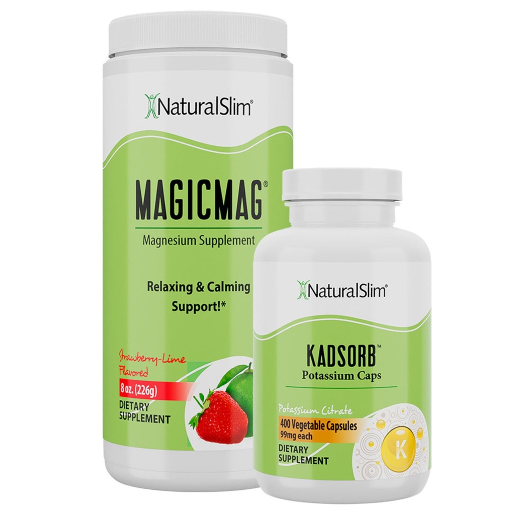 动态 Duo MagicMag & Kadsorb - 镁粉压力和睡眠支持 饮料和钾 电解质平衡 正常pH支持 - 慢代谢的自然援助