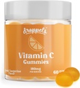 Droppels Vitamin C Gummys, 180mg – Vegan, Pectin 植物型免疫支持助推器补充剂 – Tangerine Flavor, 60 Counter (1-Month Supplement)