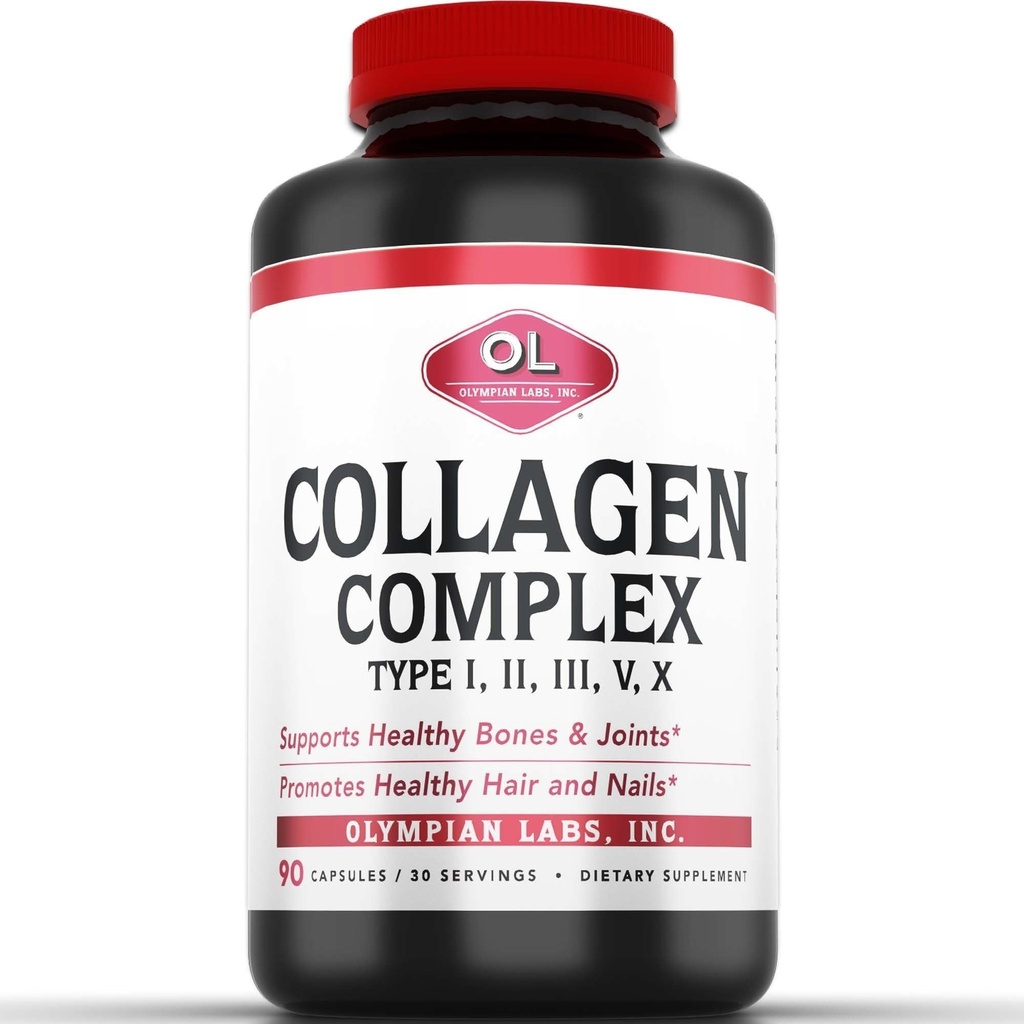 奥运实验室 多科拉根复合体类型 I, II, III, V, X, hair, Nails, Joint, Gut Health, 90 Caps, 30天供应