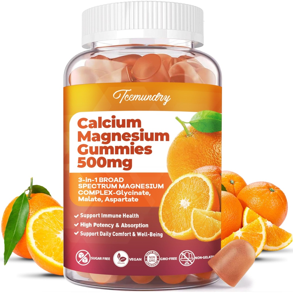 成人镁钙补充剂:含维生素D3和K2的Citrate 600 mg 男性-支持B0ne 强力,更好的Zzz,肌肉,能量和免疫(60个计数)